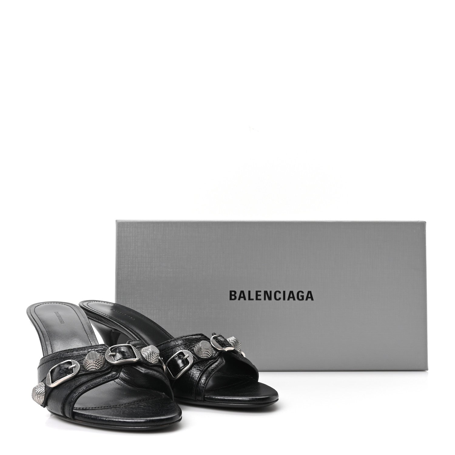 Balenciaga Agneau Arena Cagole 50mm Slide Sandals 37 Black 10 of 10