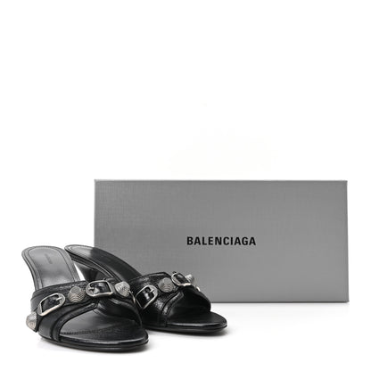 Balenciaga Agneau Arena Cagole 50mm Slide Sandals 37 Black 10 of 10