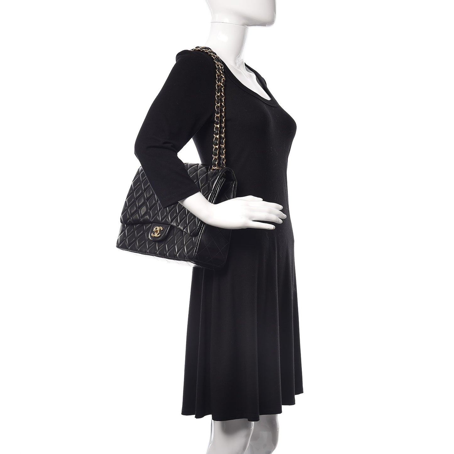 Lambskin Quilted Maxi Single Flap Black