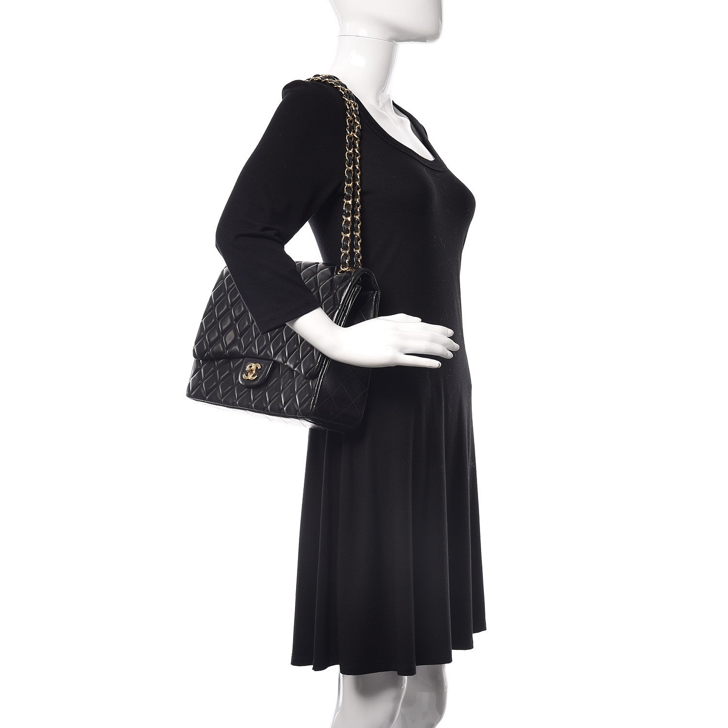 Chanel Lambskin Quilted Maxi Single Flap Black 2 of 14