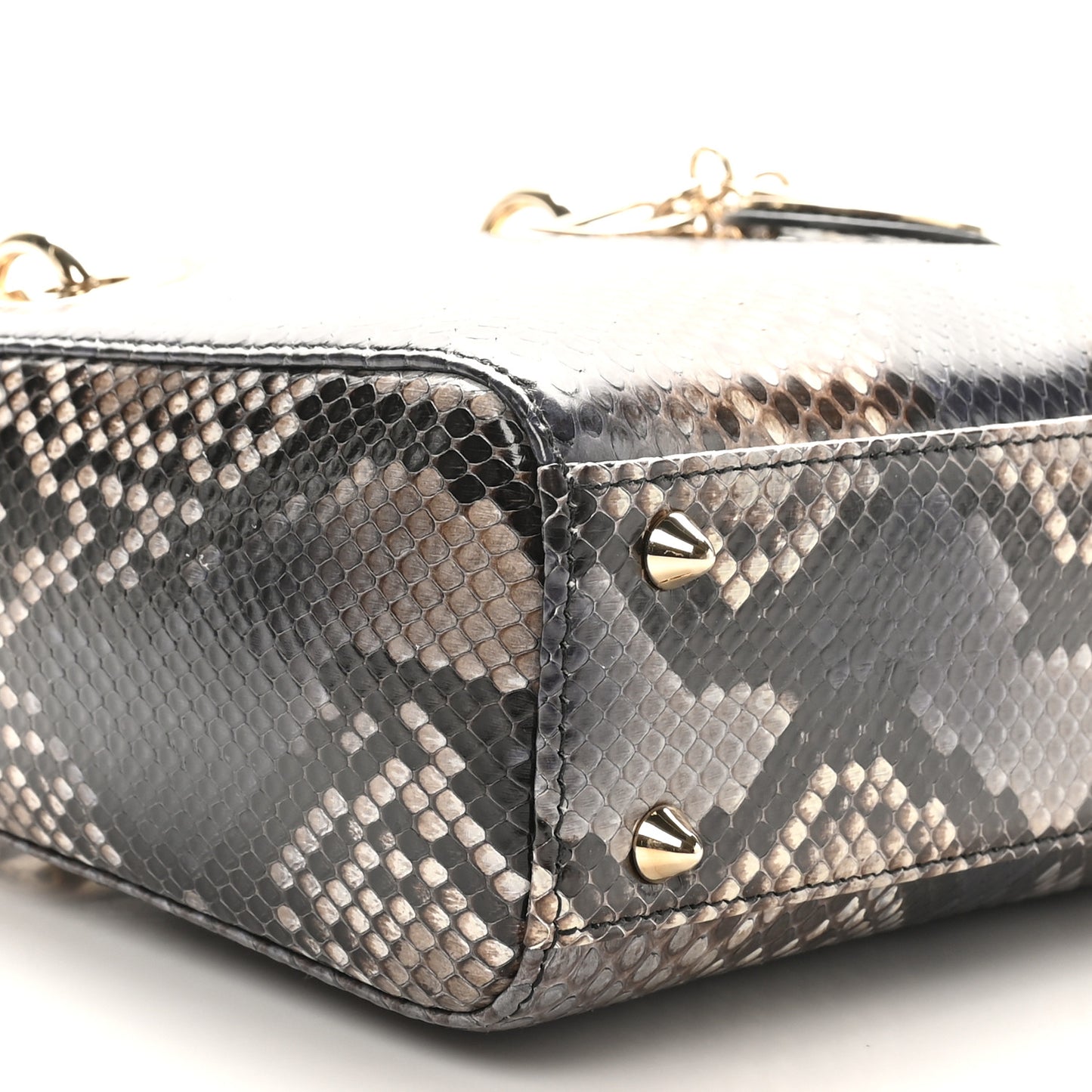 Snakeskin Small Lady Dior Brown Multicolor