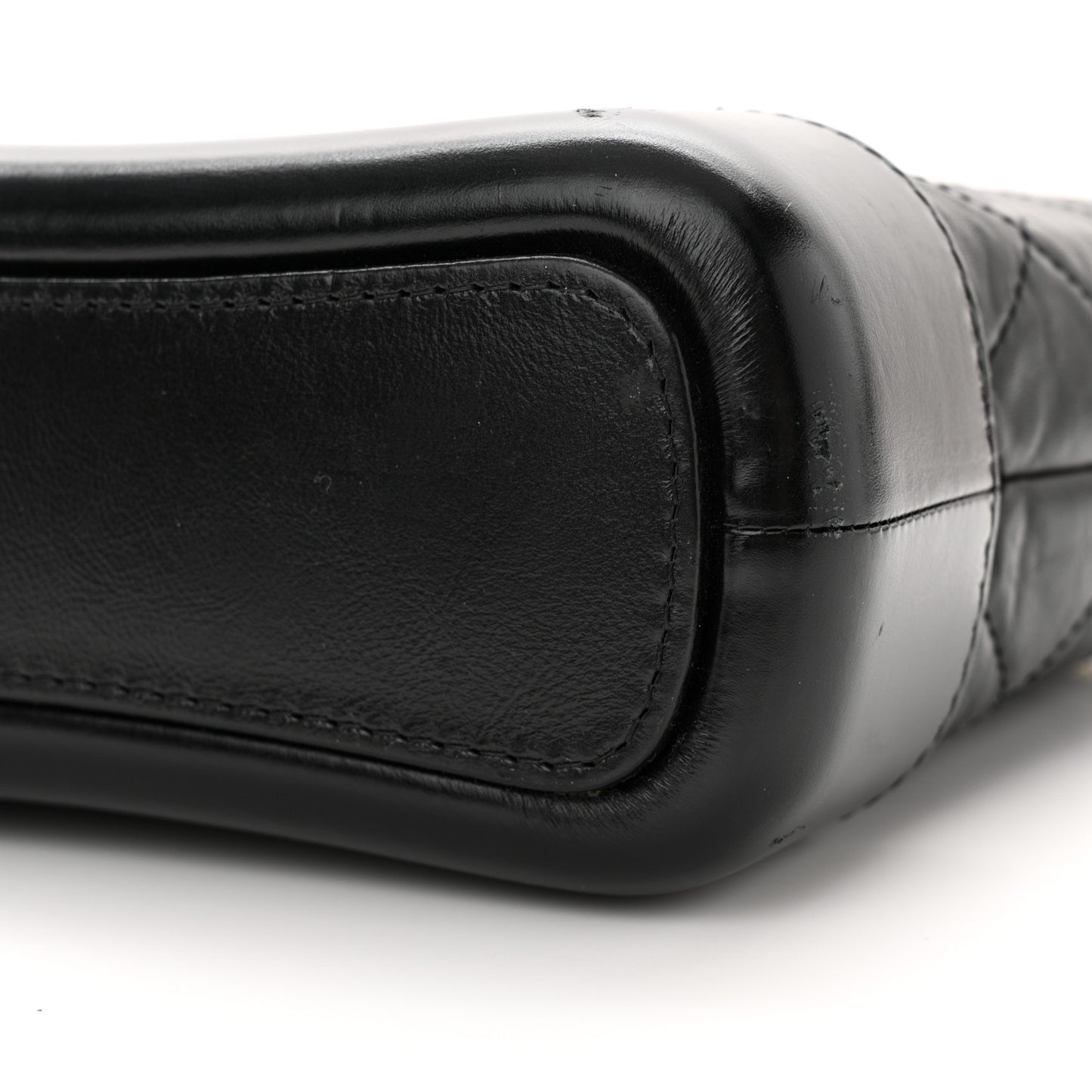 Aged Calfskin Quilted Small Gabrielle Hobo Black