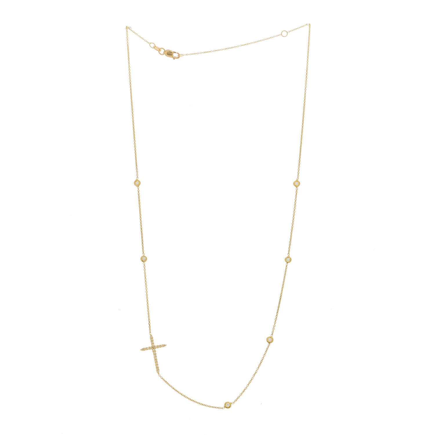 Roberto Coin 18K Yellow Gold Diamond Integrated Cross Necklace 3 of 5