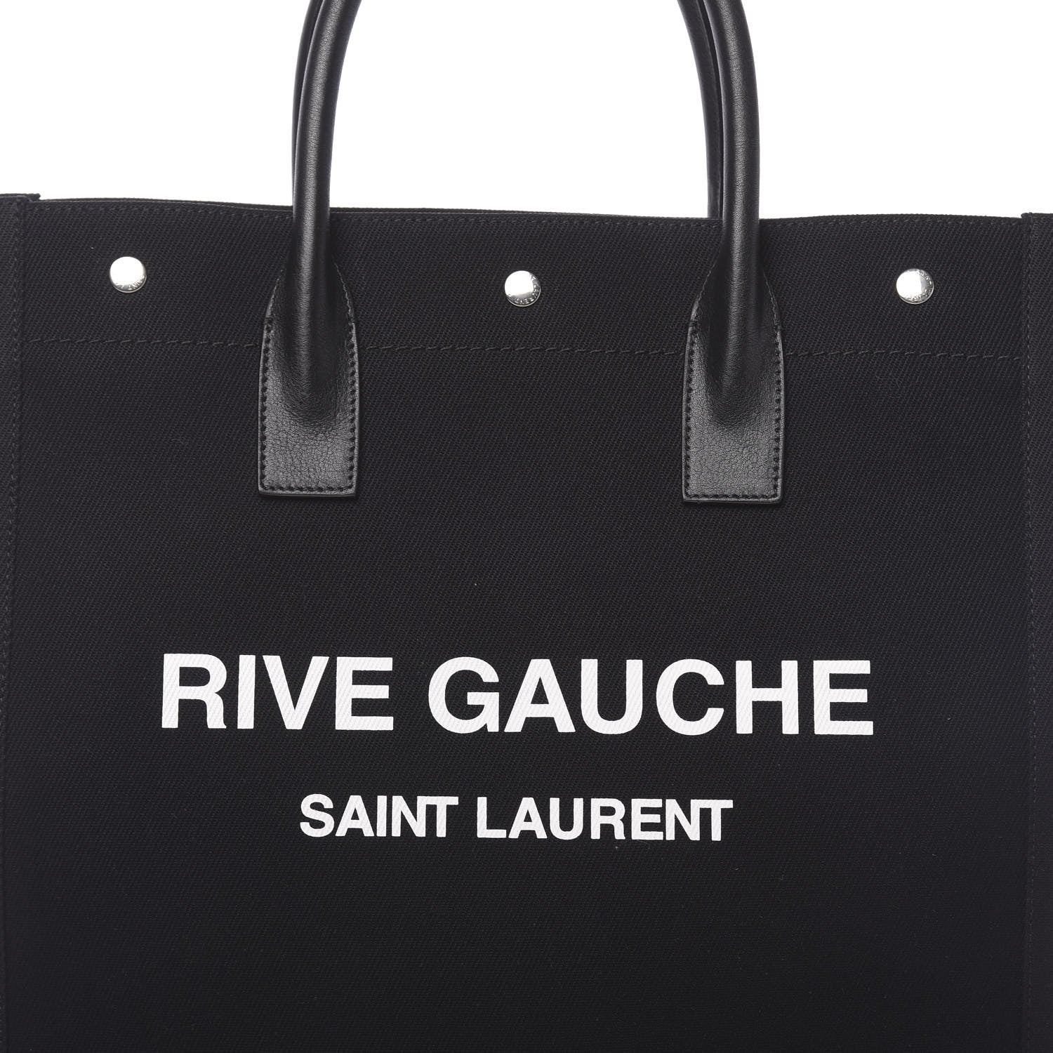 Saint Laurent Linen Calfskin Rive Gauche North South Tote Black 10 of 10