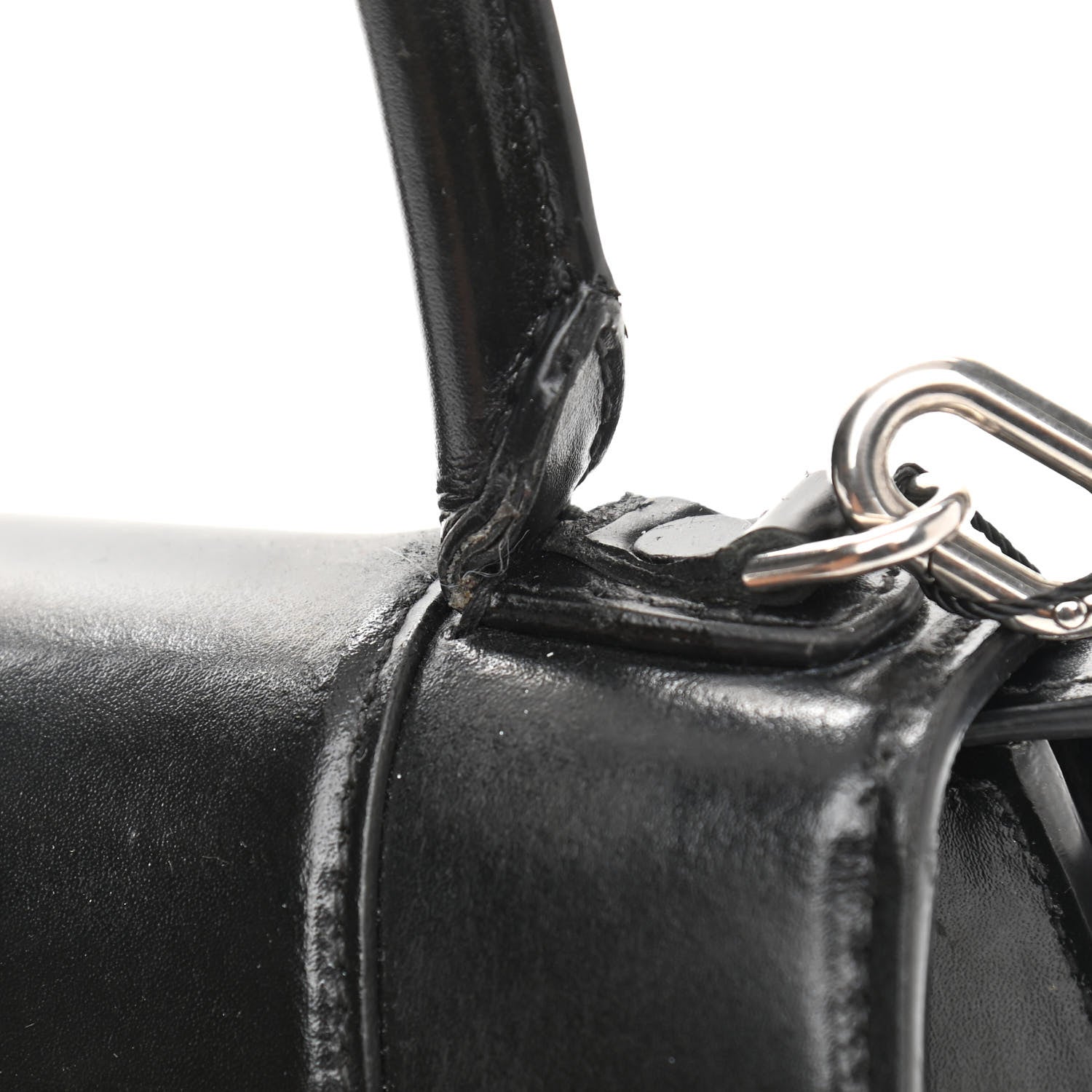 Balenciaga Shiny Box Calfskin Graffiti Logo Small Hourglass Top Handle Bag Black Silver 10 of 18
