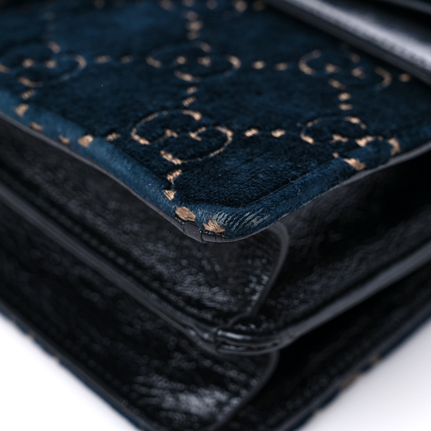 Gucci Velvet Skipper GG Monogram Small Dionysus Shoulder Bag Blue Beige Black 9 of 14