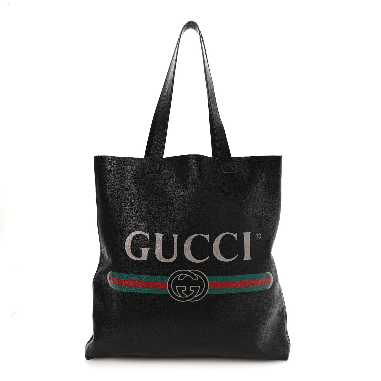 Calfskin Mens Logo Vertical Shopping Tote Black