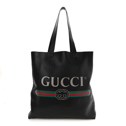Gucci Calfskin Mens Logo Vertical Shopping Tote Black 1 of 10