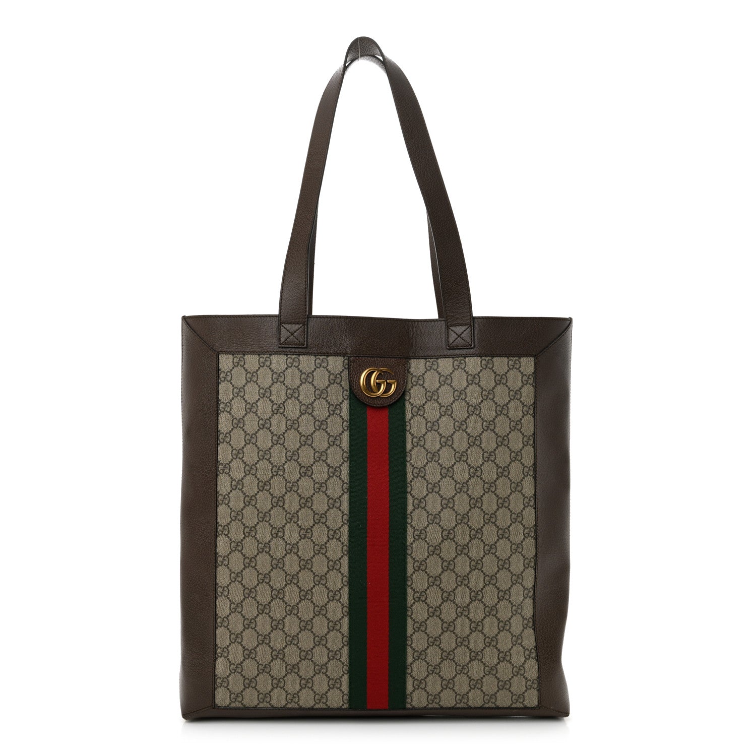 Gucci GG Supreme Monogram Web Large Ophidia Vertical Shopping Tote Brown 1 of 19
