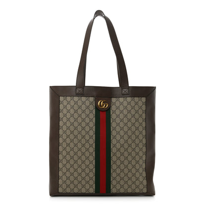 Gucci GG Supreme Monogram Web Large Ophidia Vertical Shopping Tote Brown 1 of 19