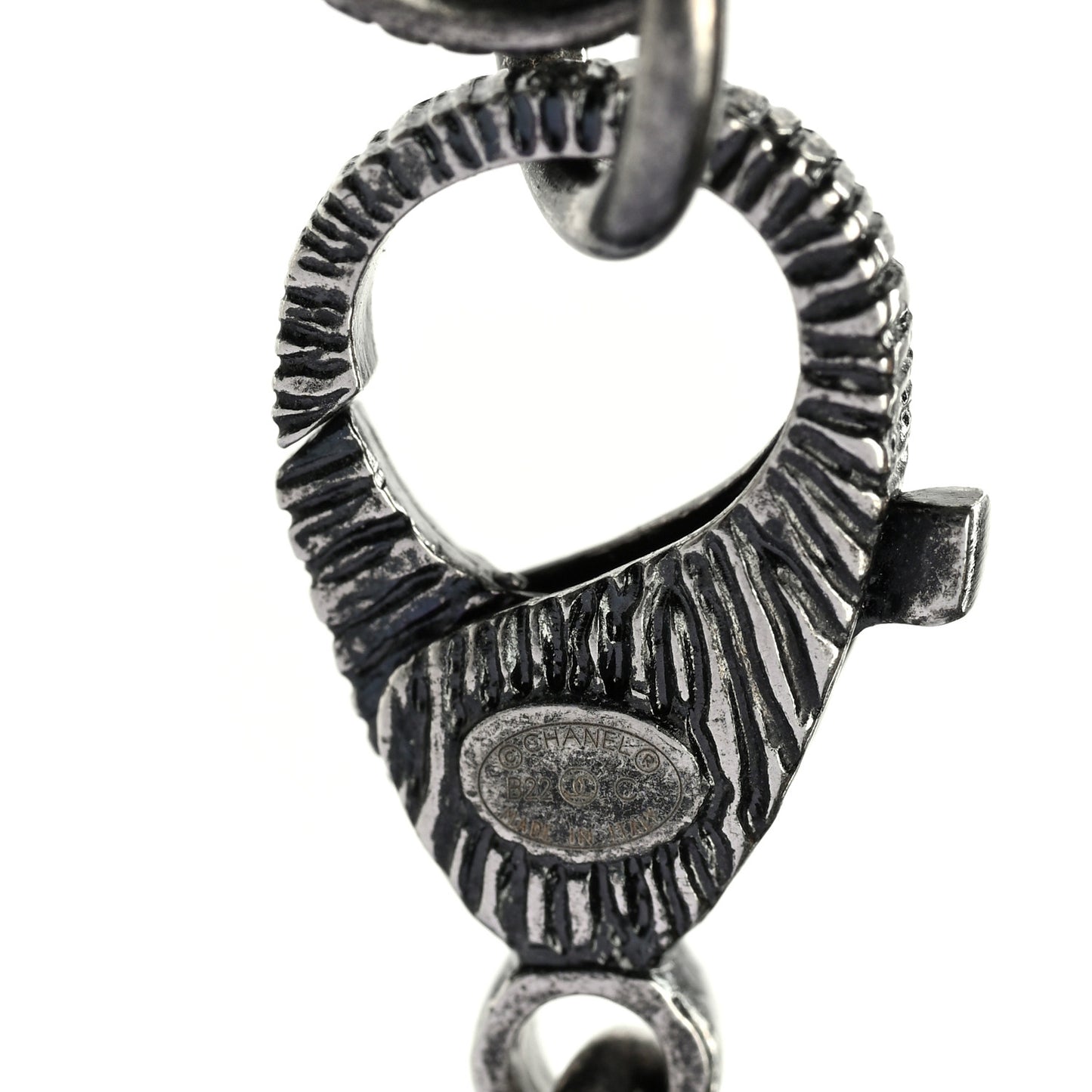 Pearl Crystal CC Camellia Necklace Ruthenium Black