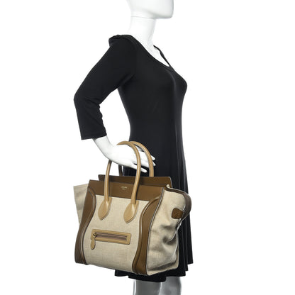 Celine Natural Canvas Smooth Calfskin Mini Luggage Brown 2 of 21