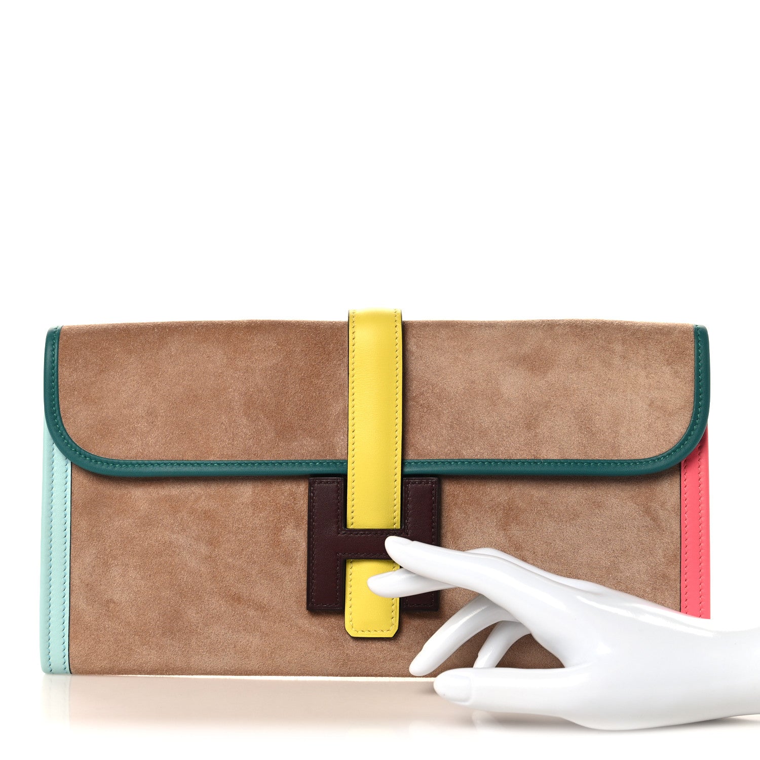 HERMES 1997 象柄 スクエアプレート Hermes Veau Grizzly Swift Jige Elan 29 Clutch Malachite Bordeaux