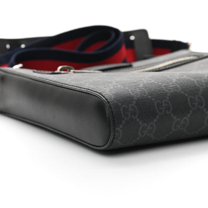 Gucci GG Supreme Monogram Web Small Flat Messenger Bag Black Grey 8 of 9