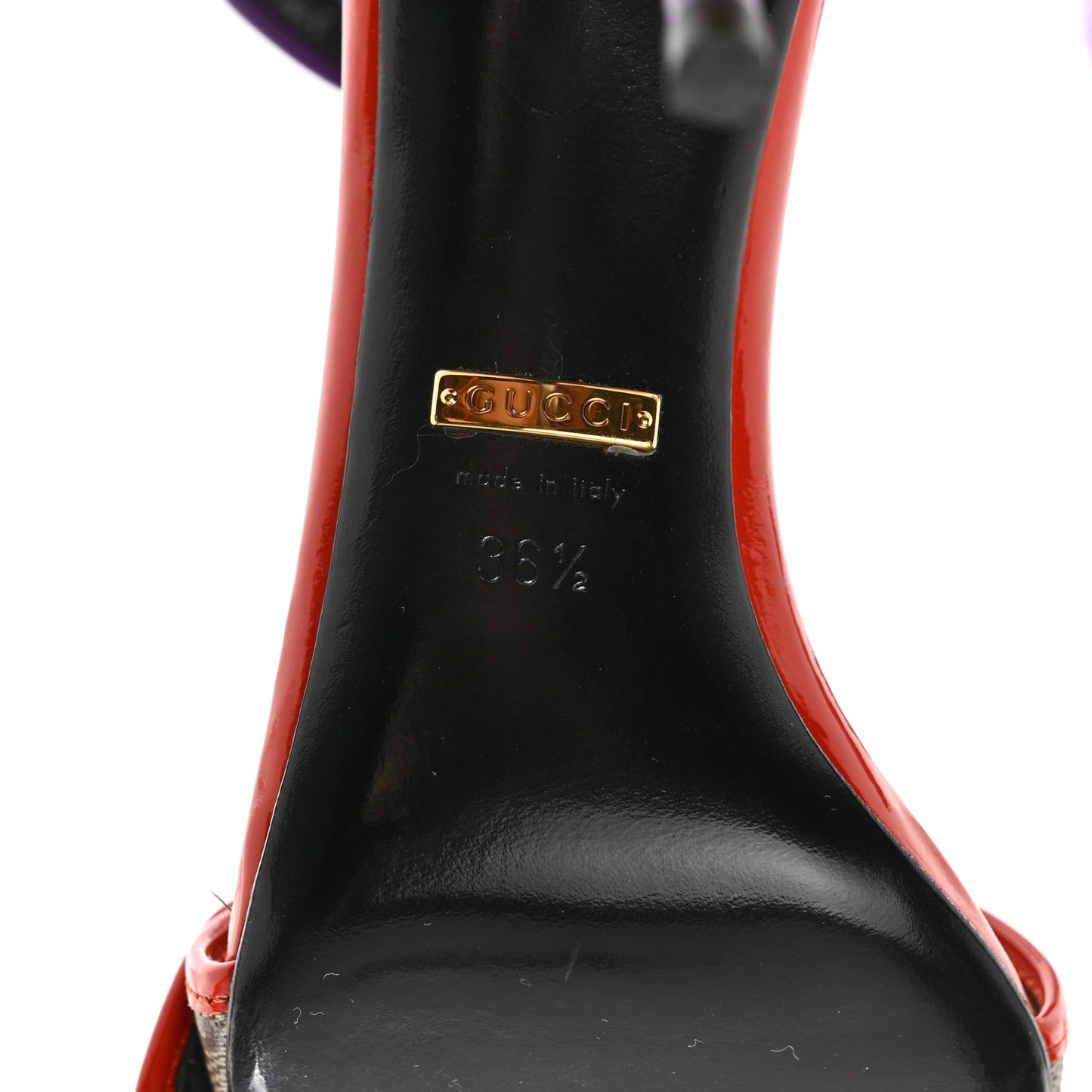 GG Monogram Open Toe Pumps 36.5 Beige Ebony Sun Orange Shine Purple