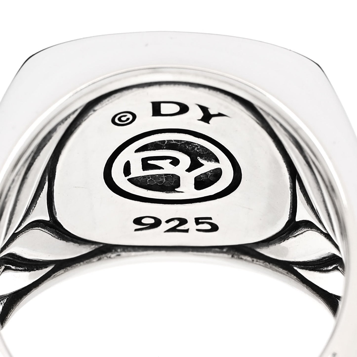 Sterling Silver Fossilized Dinosaur Bone Mens Signet Ring 62 10