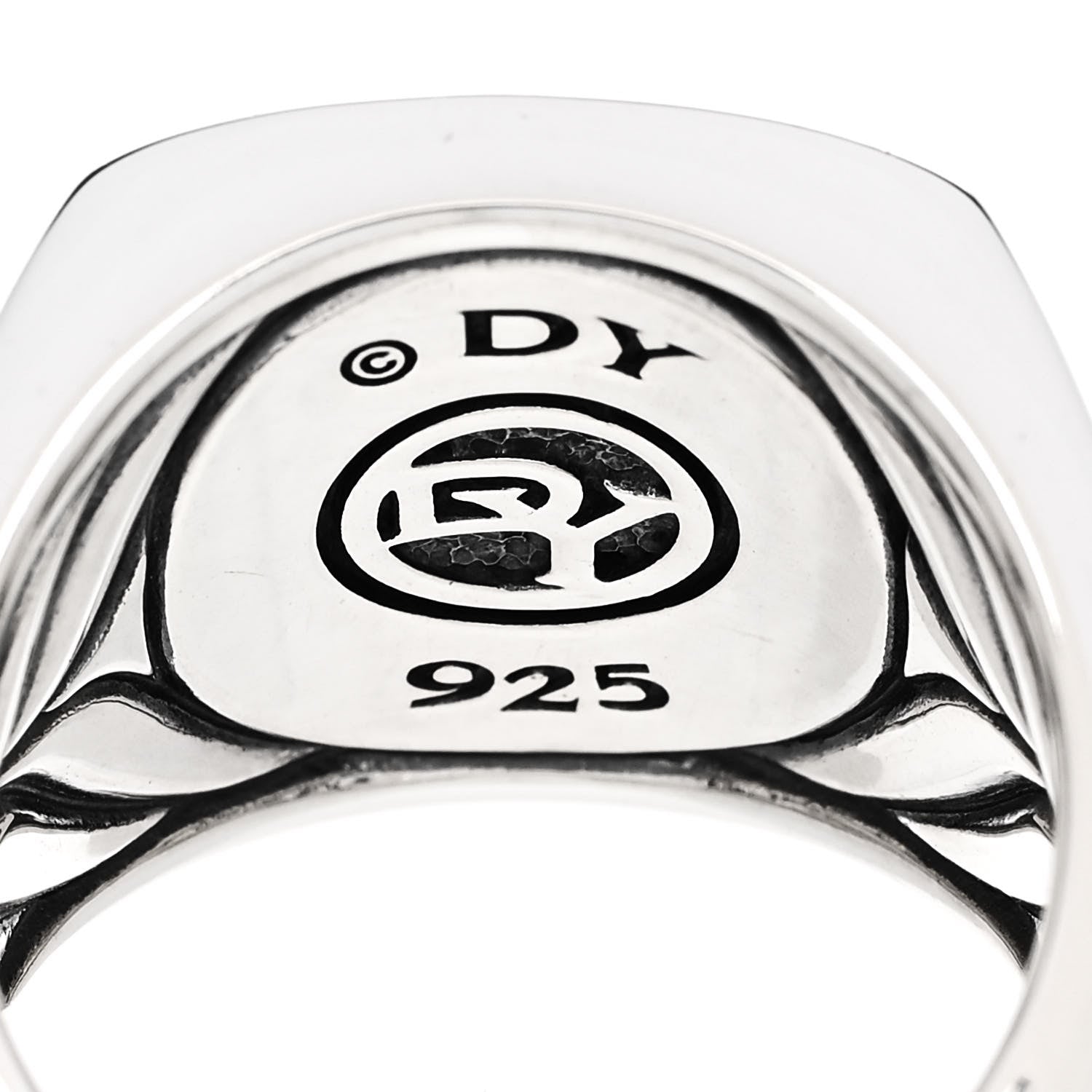 David Yurman Sterling Silver Fossilized Dinosaur Bone Mens Signet Ring 62 10 5 of 6