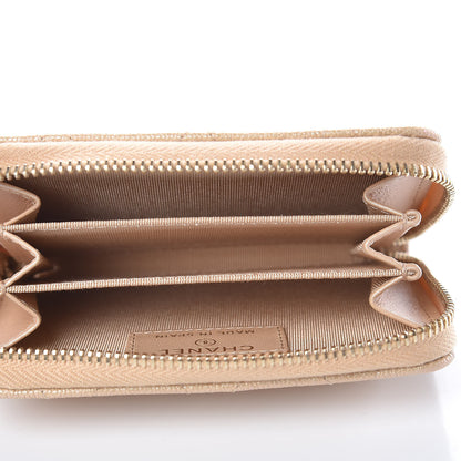 Chanel Iridescent Caviar Quilted Zip Around Coin Purse Beige 5 of 8