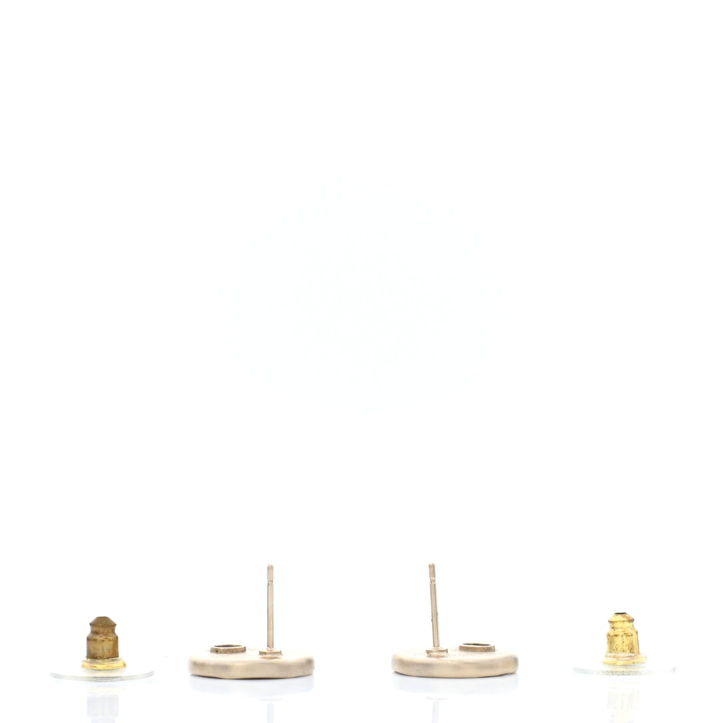Metal CC Round Earrings Light Gold