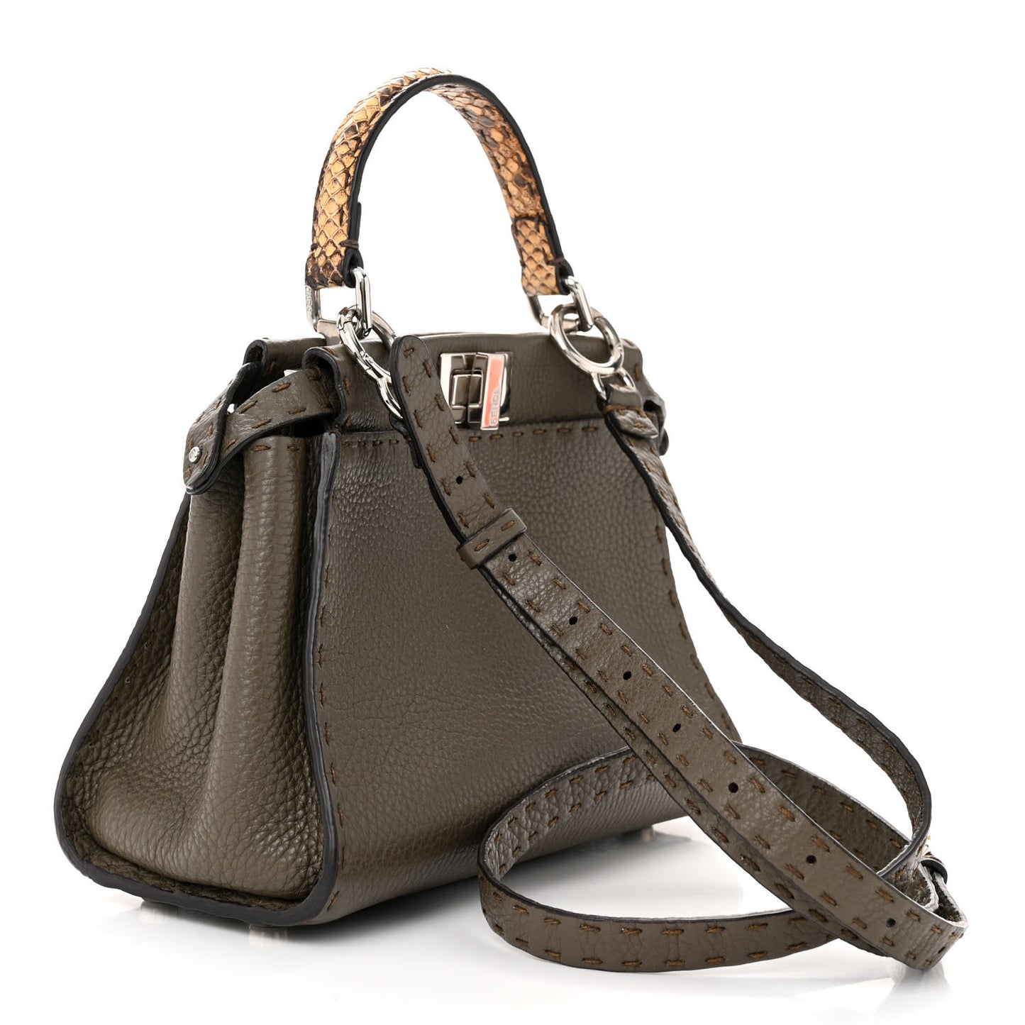 Cuoio Romano Snakeskin Selleria Mini Peekaboo Iconic Satchel Corda White