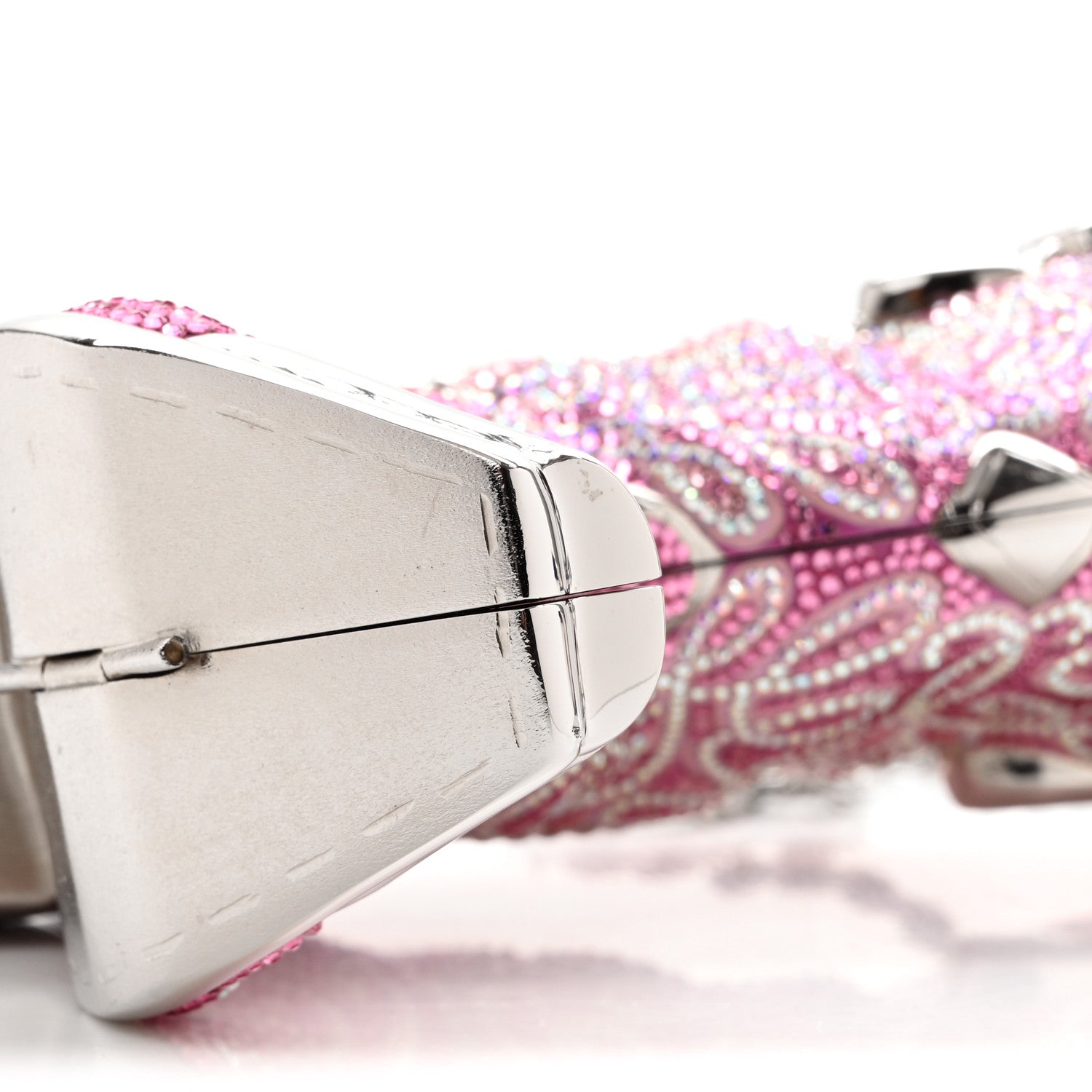 Judith Leiber Swarovski Crystal Cowboy Boot Austin Minaudiere Clutch Pink 10 of 11
