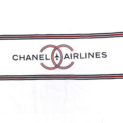 Chanel Cotton CC Chanel Airlines Beach Towel White Navy Red 2 of 3