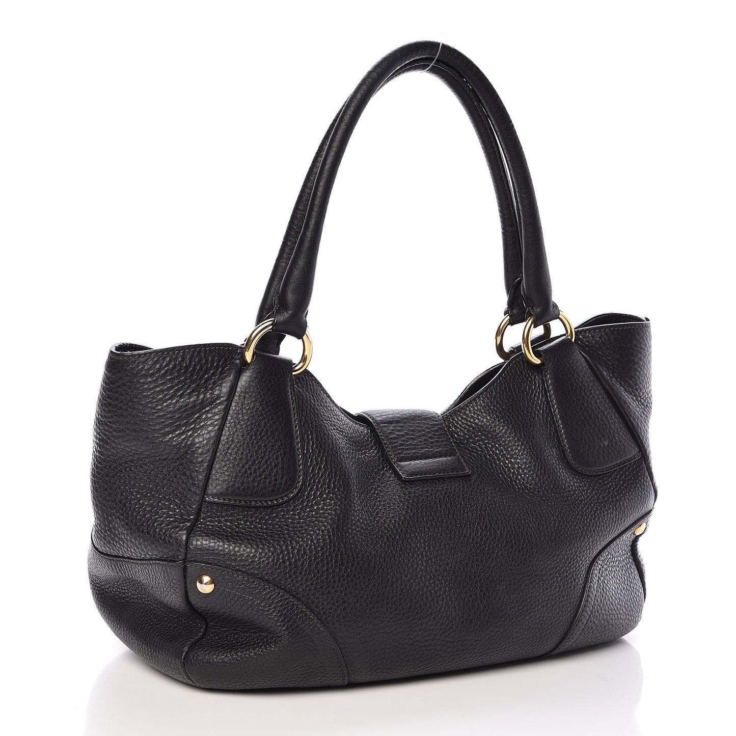 Vitello Daino Buckle Tote Black