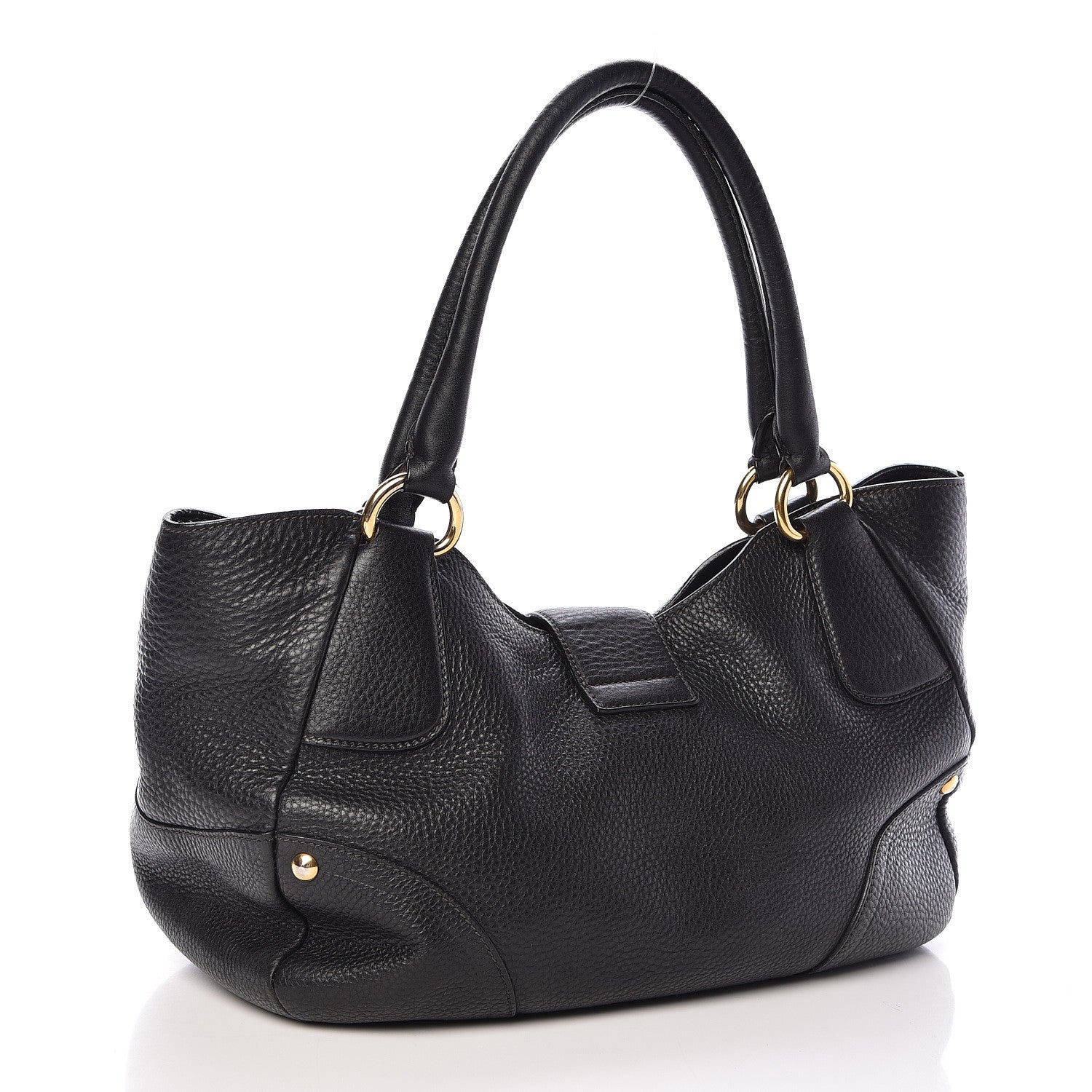 Prada Vitello Daino Buckle Tote Black 3 of 13
