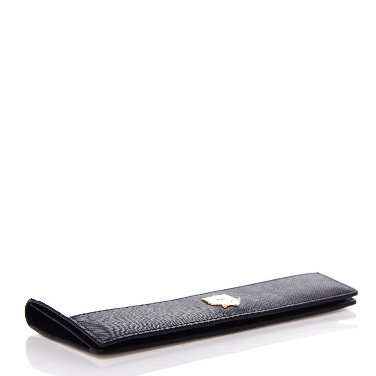 MCM Grained Calfskin Wallet Black White 4 of 6