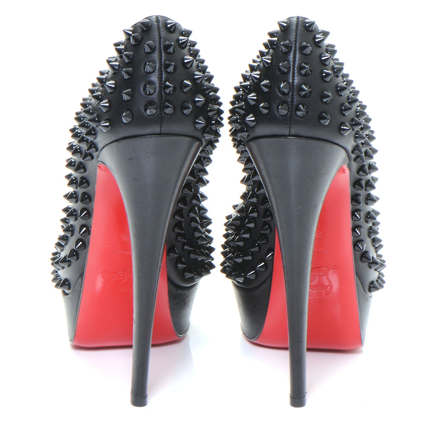 Christian Louboutin Calfskin Lady Peep Spikes VIP 150 Pumps 39.5 Black 4 of 6