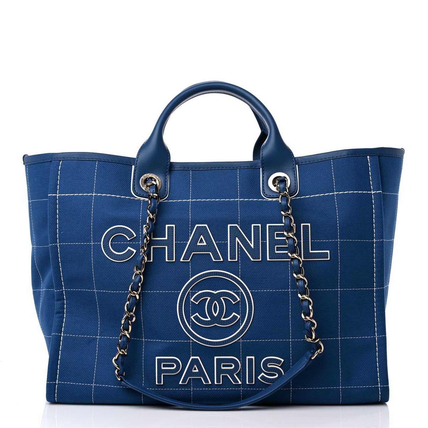 Cotton Medium Deauville Tote Blue White