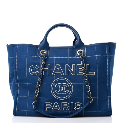 Chanel Cotton Medium Deauville Tote Blue White 2 of 12