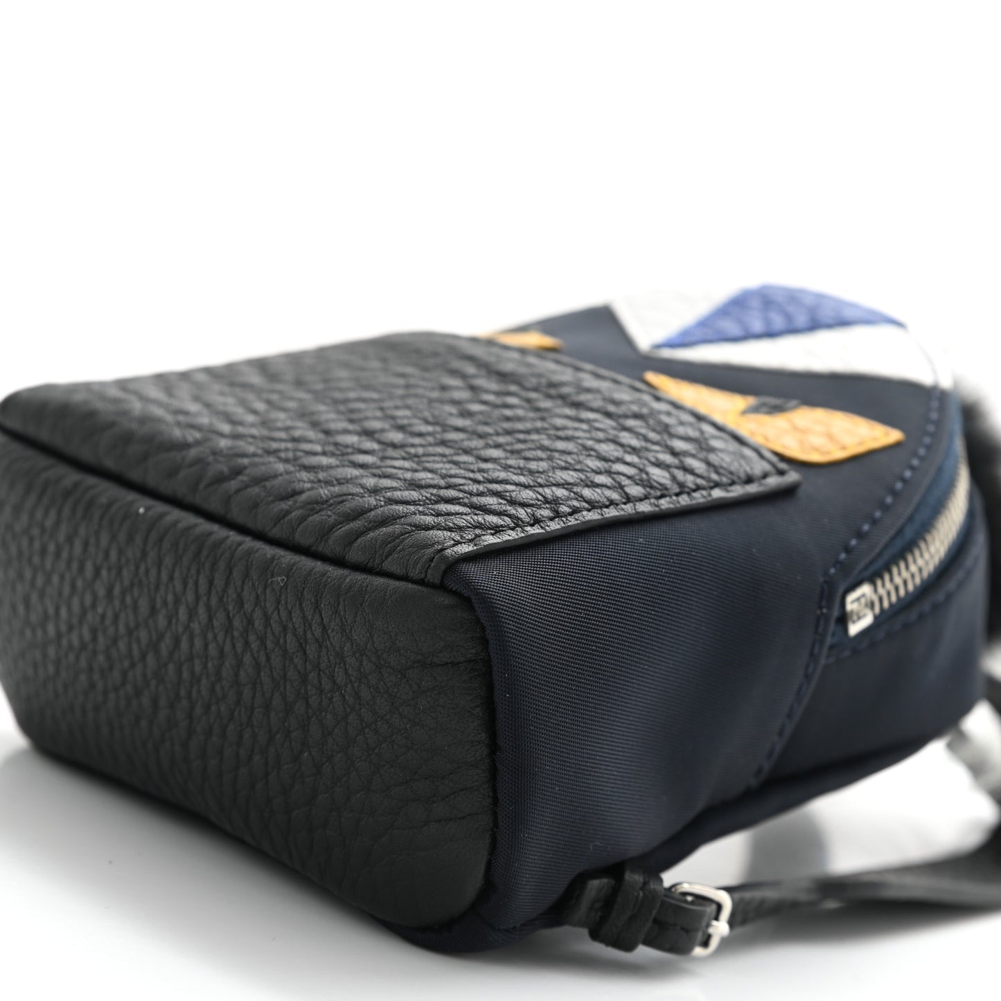 Nylon Cuoio Romano Nutria Fox Fur Monster Eyes Mini Backpack Charm Blue Black Multicolor