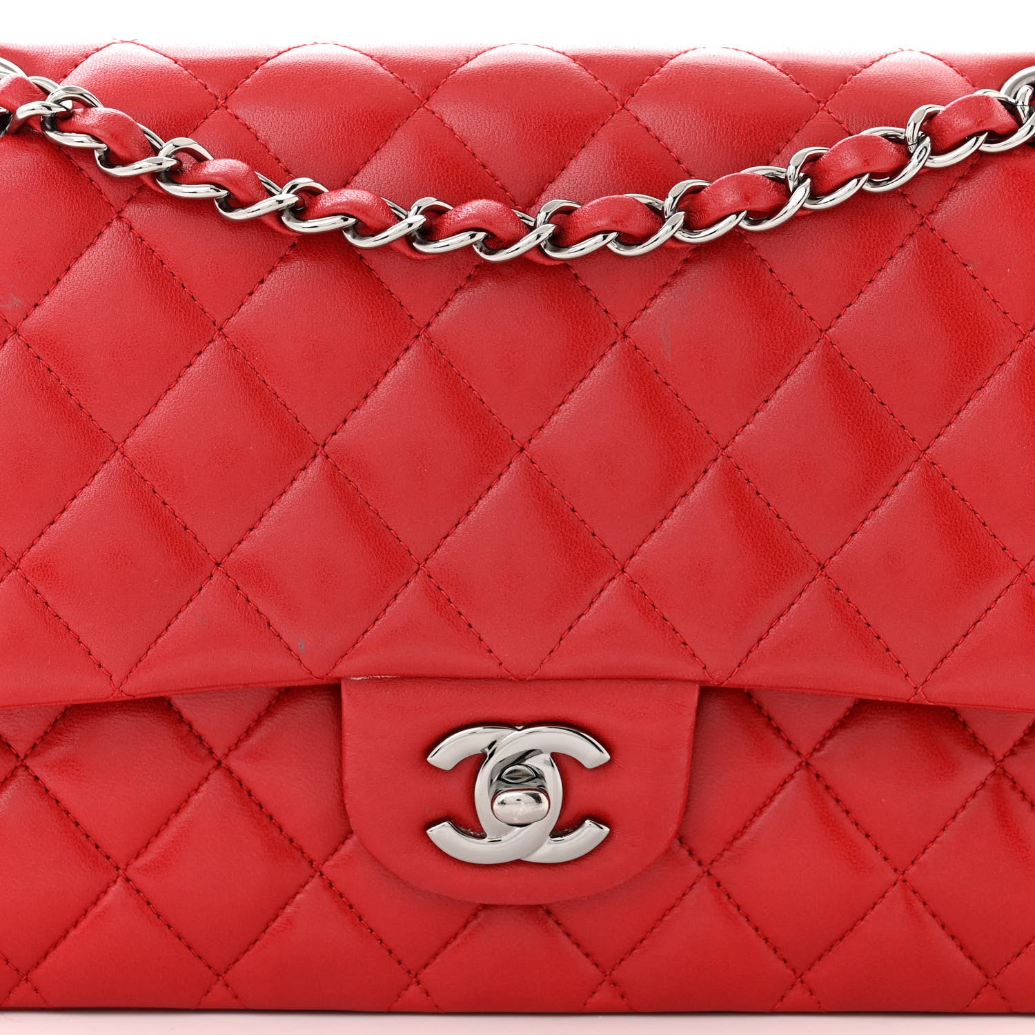 Chanel Lambskin Quilted Medium Double Flap Red 8 of 11