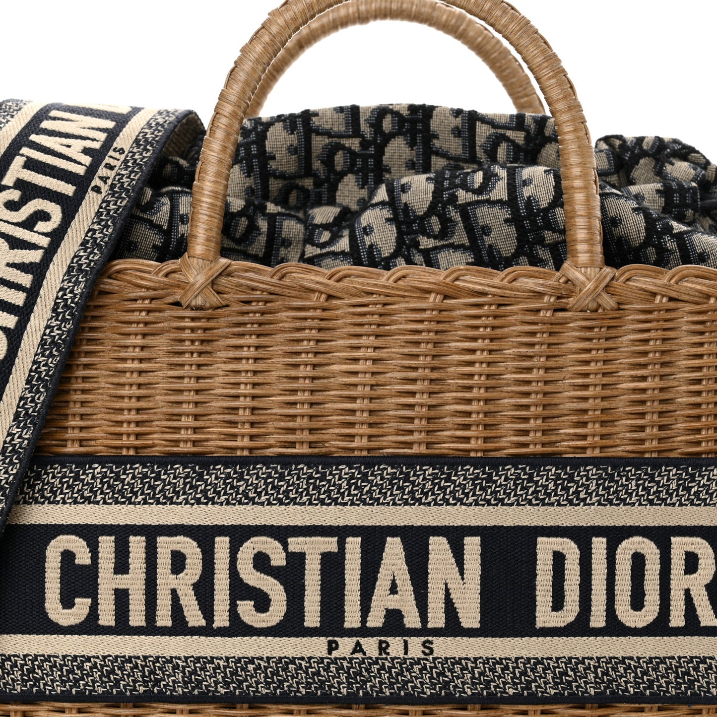 Wicker Oblique Basket Bag Blue