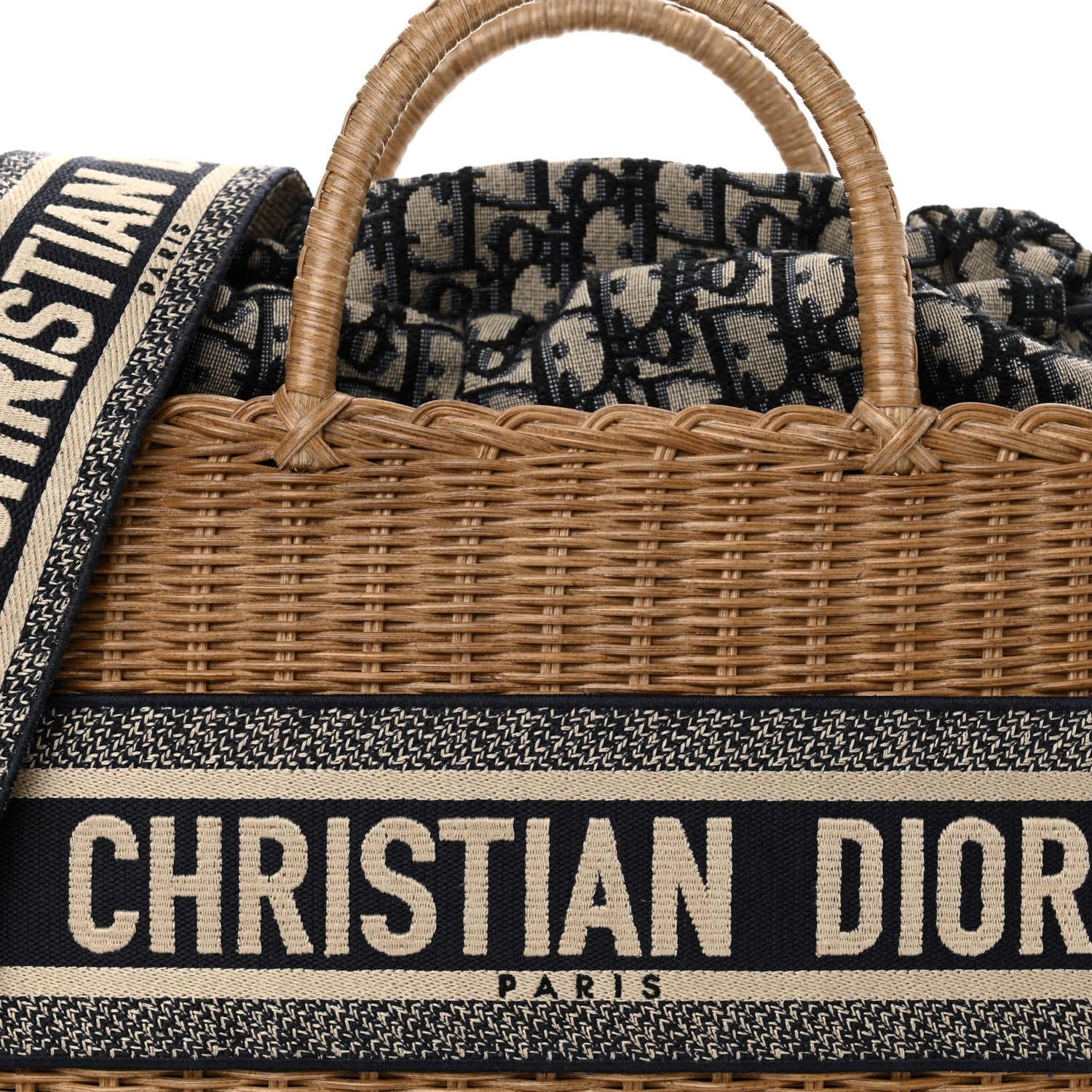 Christian Dior Wicker Oblique Basket Bag Blue 8 of 11