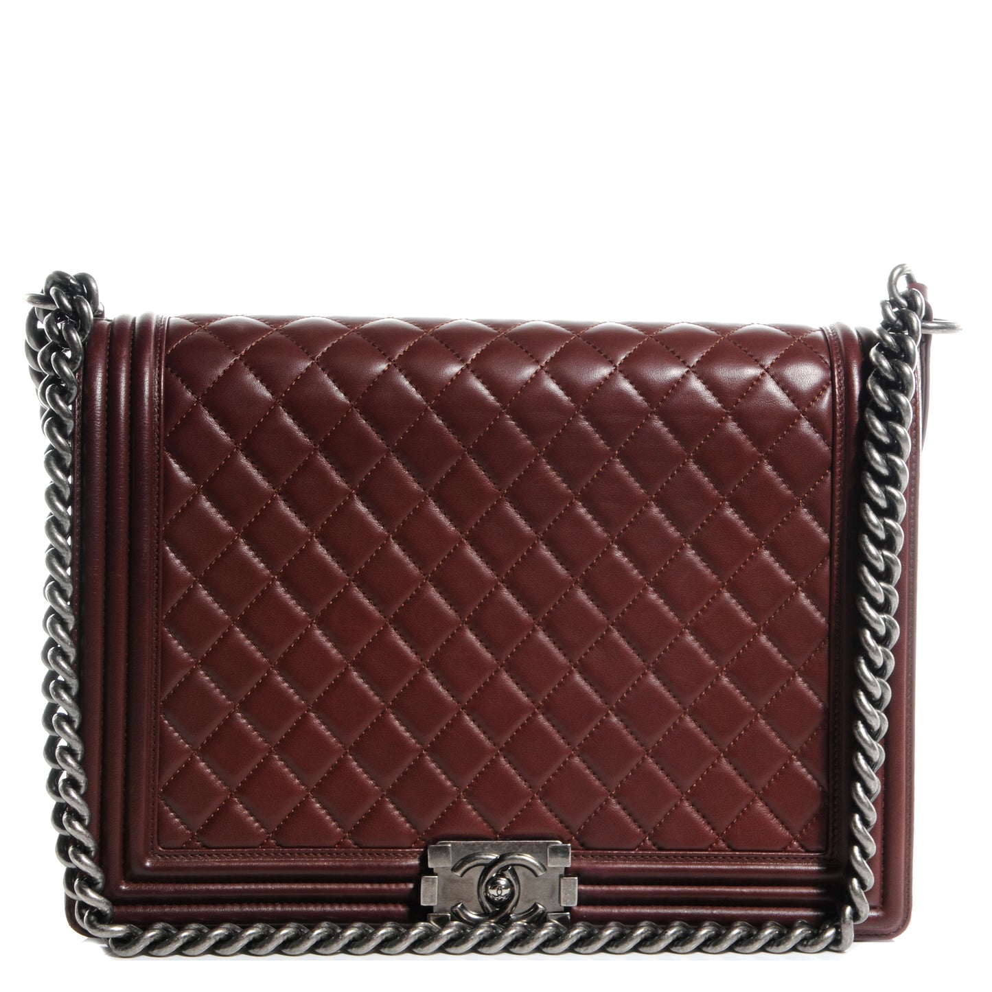 Lambskin Quilted Large Boy Flap Burgundy