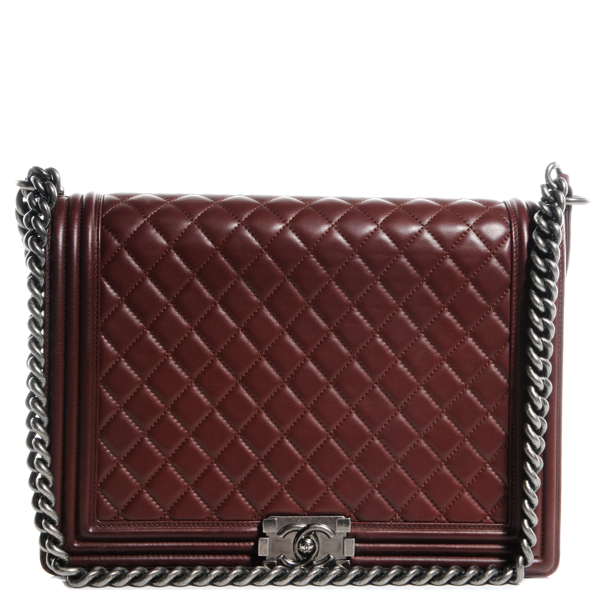Chanel Lambskin Quilted Large Boy Flap Burgundy 1 of 11