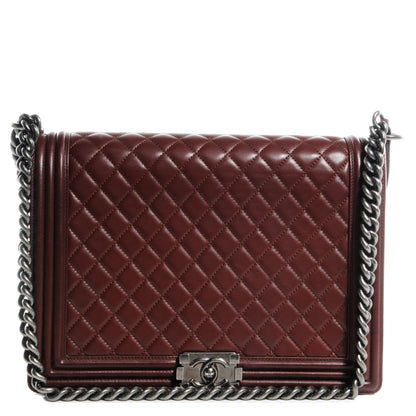Chanel Lambskin Quilted Large Boy Flap Burgundy 1 of 11