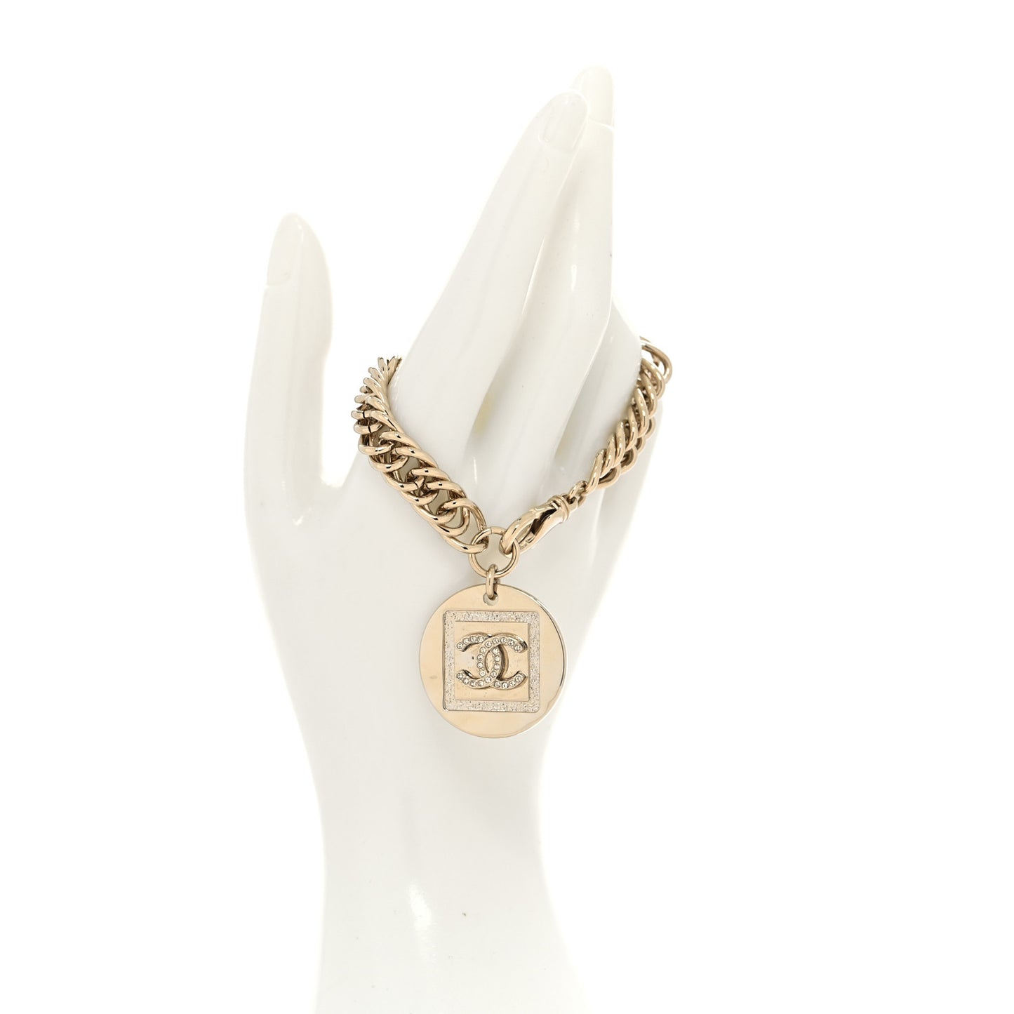 Crystal CC Chain Charm Bracelet Gold