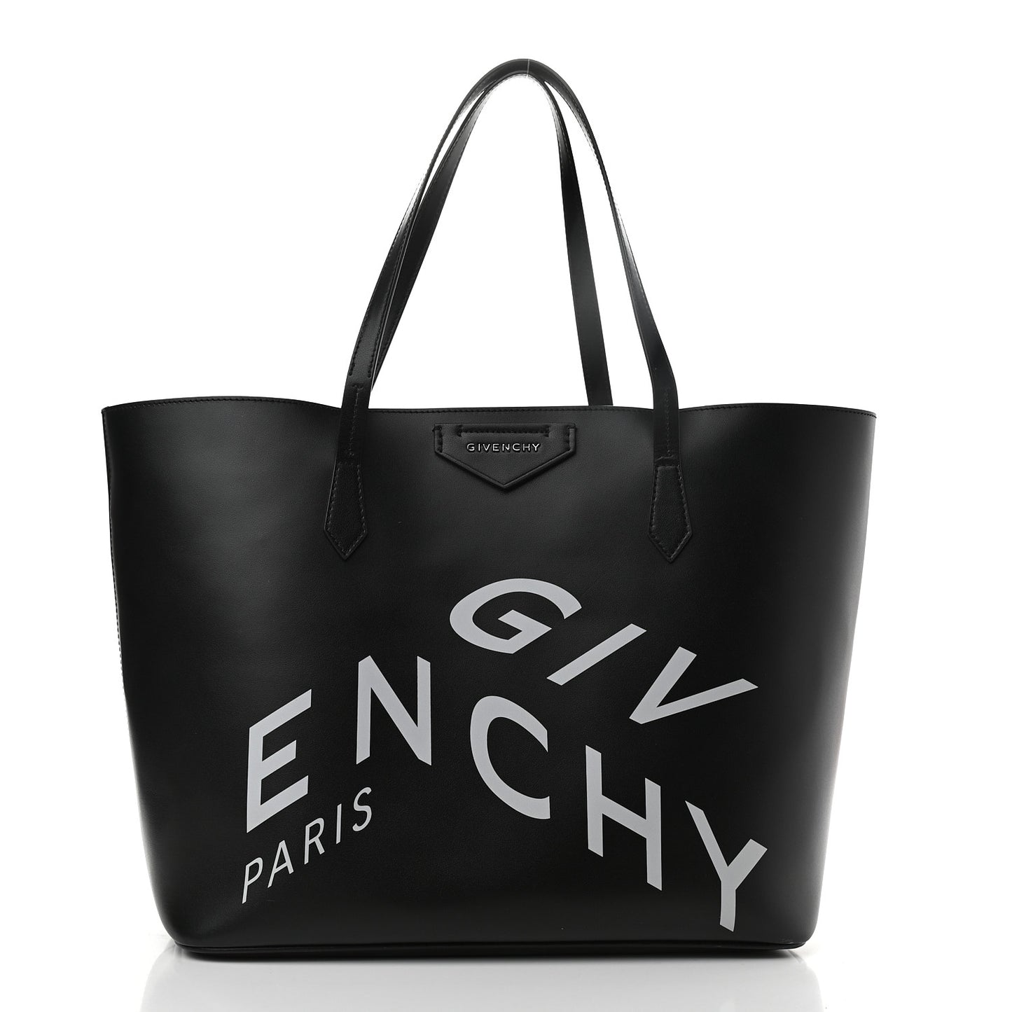 Smooth Calfskin Wing Logo Shopper Tote Black White