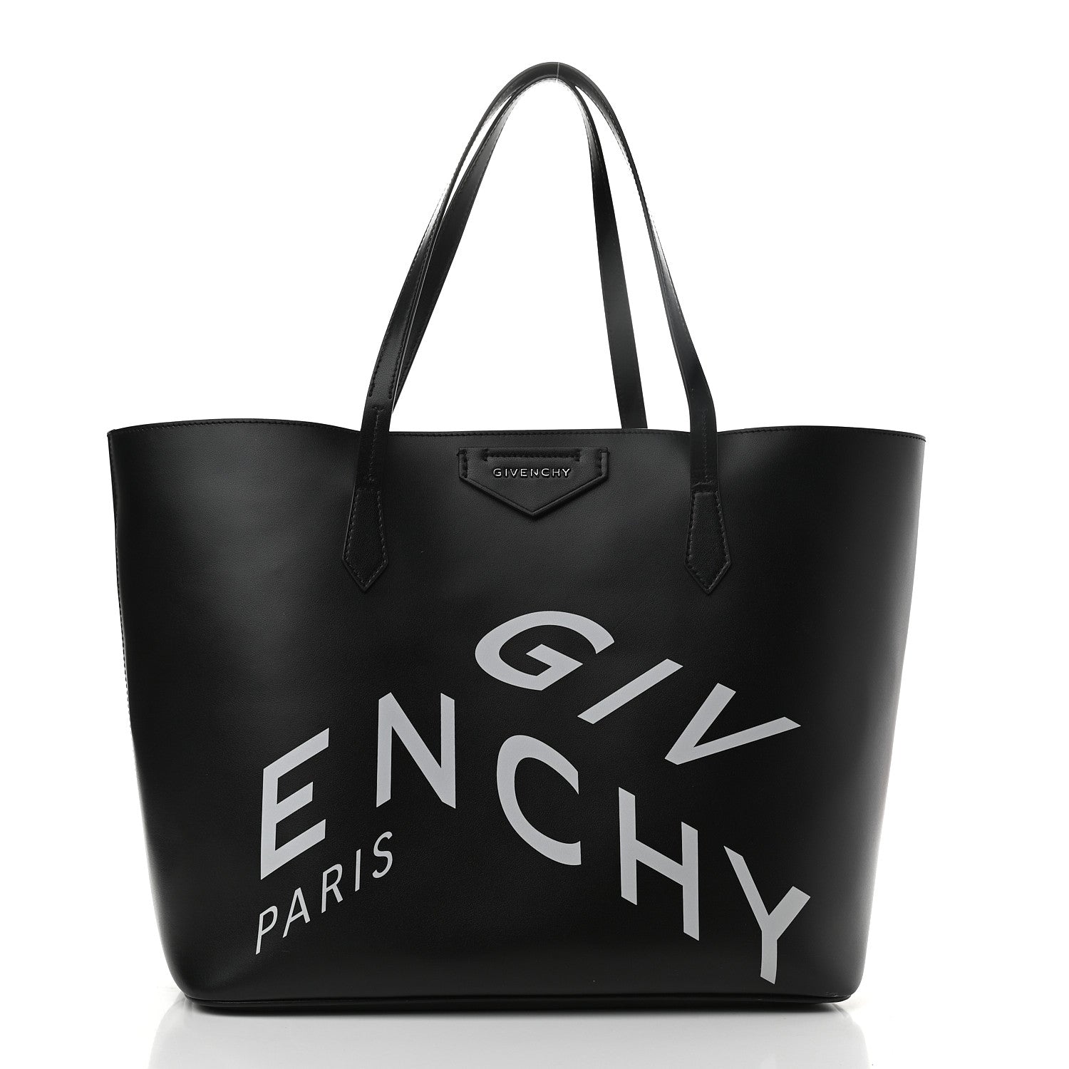Givenchy Smooth Calfskin Wing Logo Shopper Tote Black White 3 of 9
