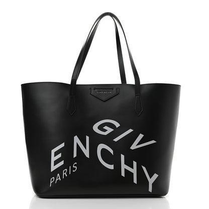 Givenchy Smooth Calfskin Wing Logo Shopper Tote Black White 3 of 9