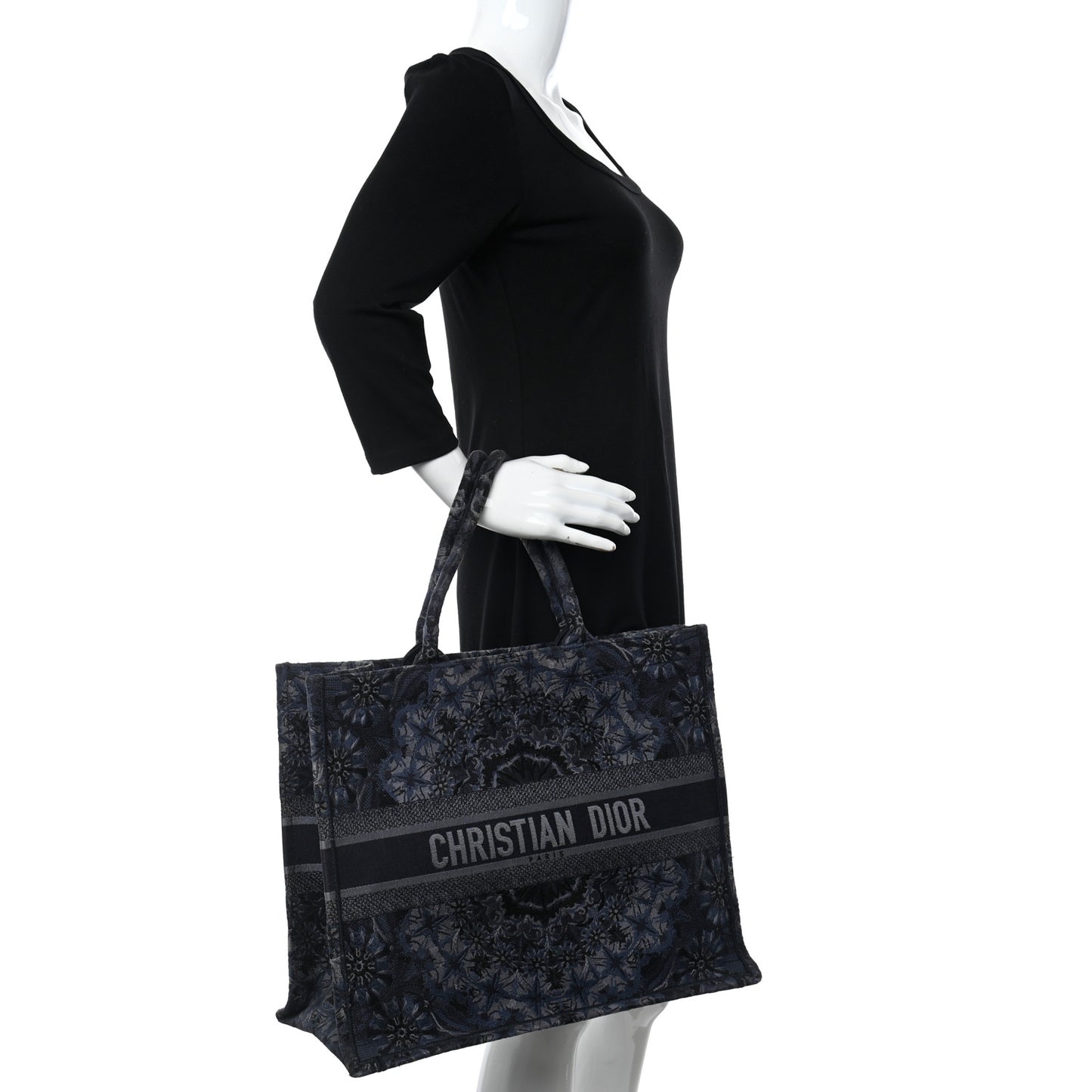 Canvas Embroidered Large KaleiDioroscopic Book Tote Blue