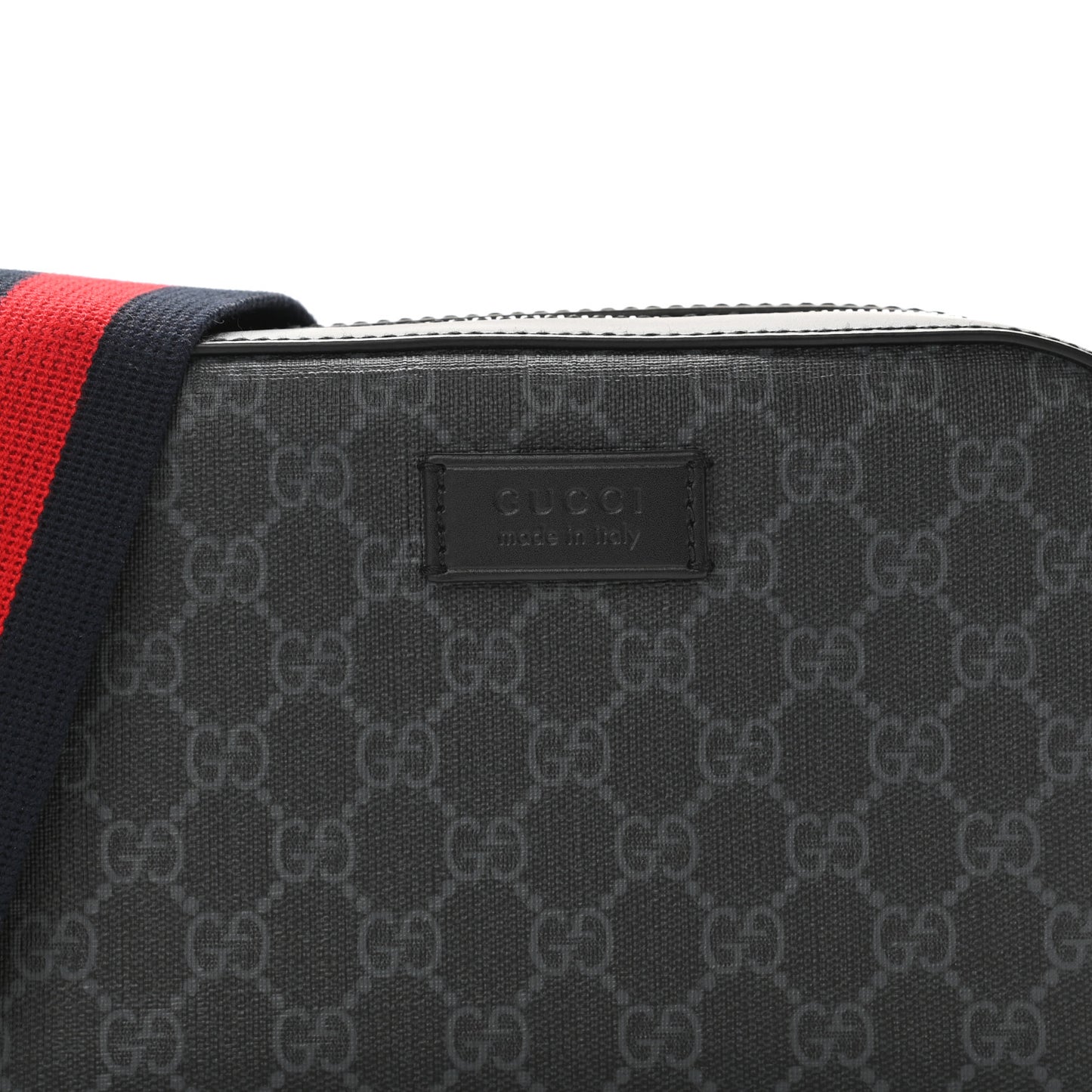 GG Supreme Monogram Web Shoulder Bag Black Grey