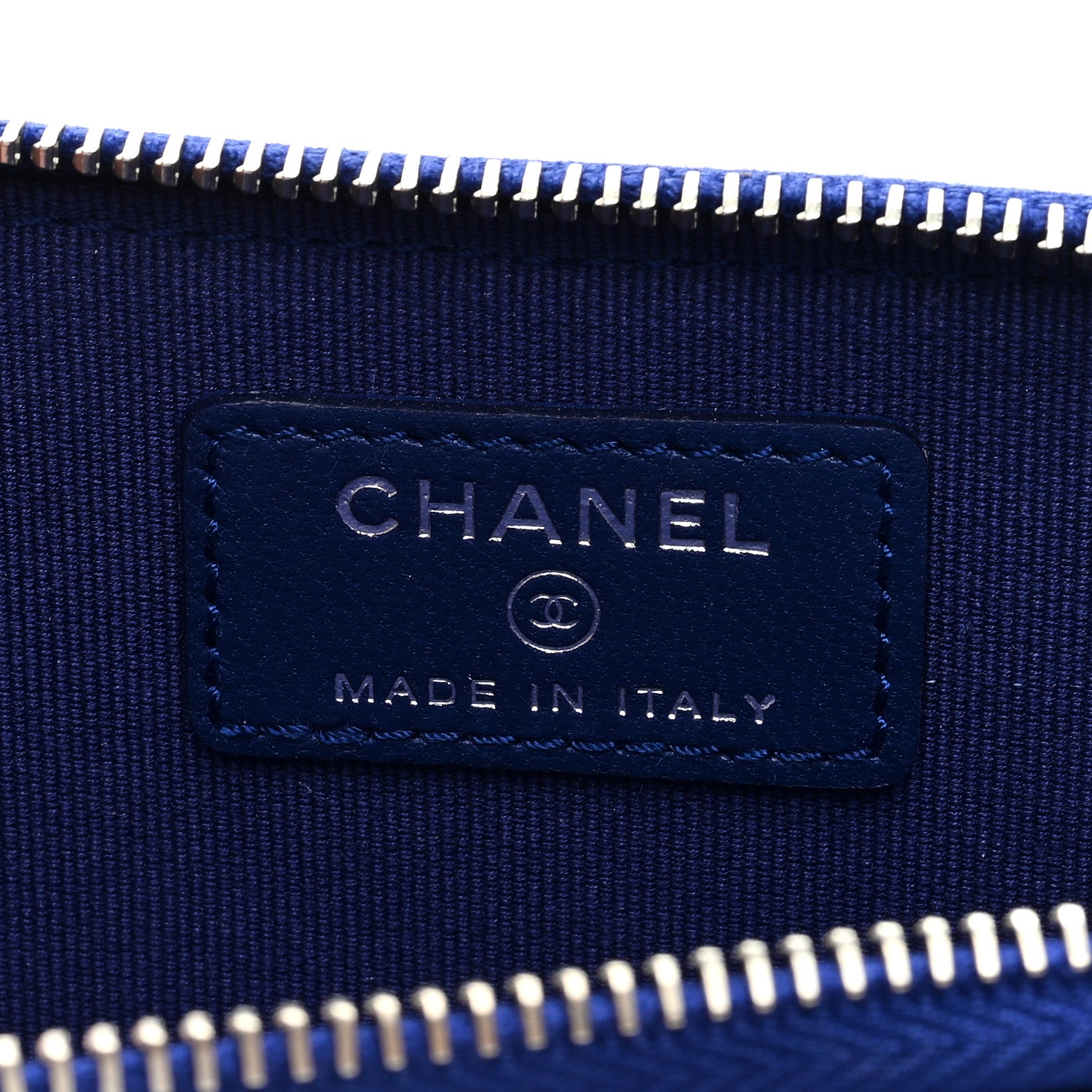 Chanel Lambskin Quilted Zip Card Holder Blue 6 of 7