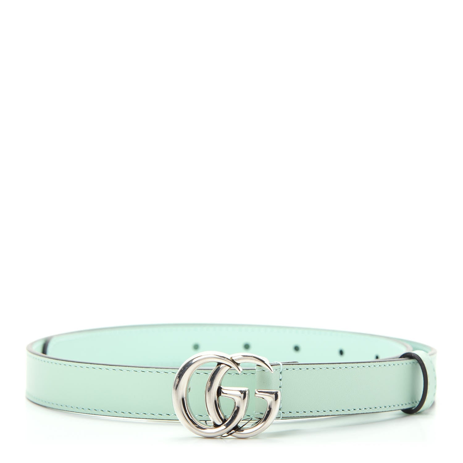 Gucci Moon Calfskin Palladium Double G 20mm Belt 80 32 Water Green 1 of 5
