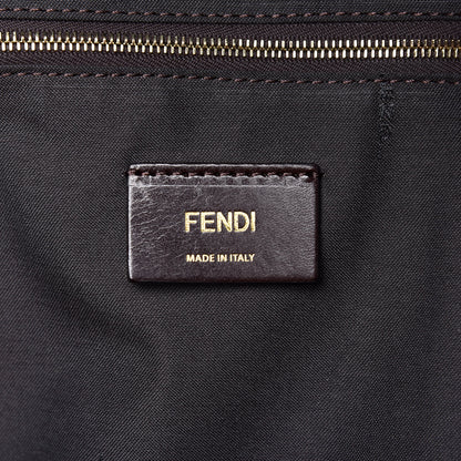 Fendi X FILA Glazed Fabric Vitello Century FF 1974 Mania Pouch Pocket Backpack Mogano Panna Blueberry 6 of 11