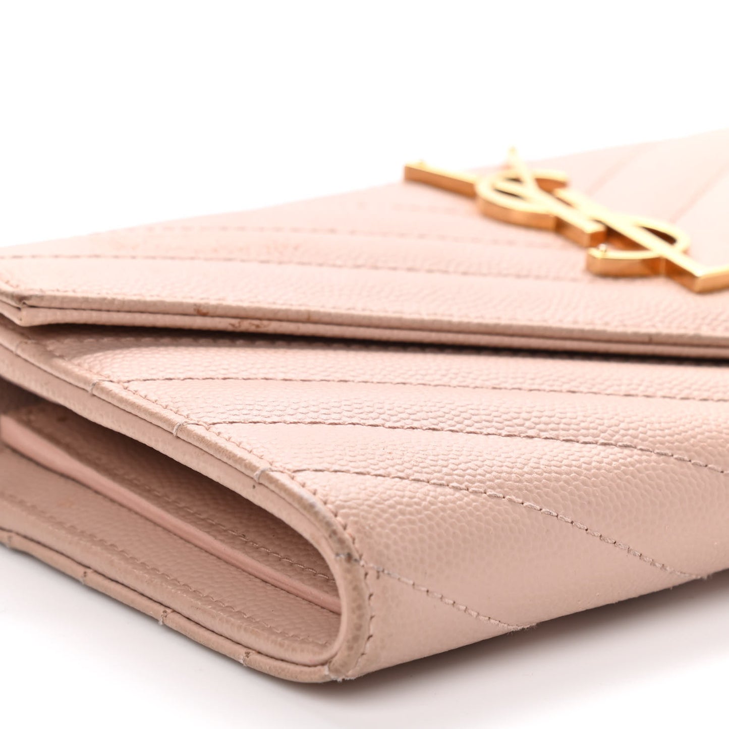 Grain De Poudre Matelasse Chevron Monogram Flap Wallet Pale Pink