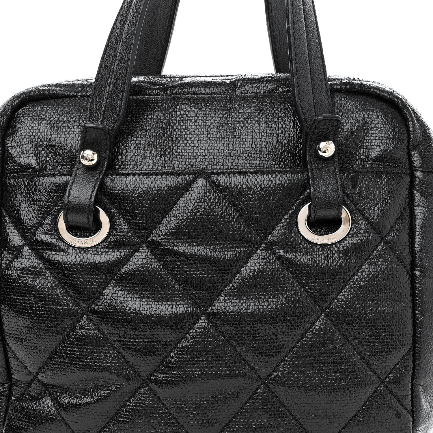Chanel Coated Canvas Paris Biarritz Satchel Black 7 of 14